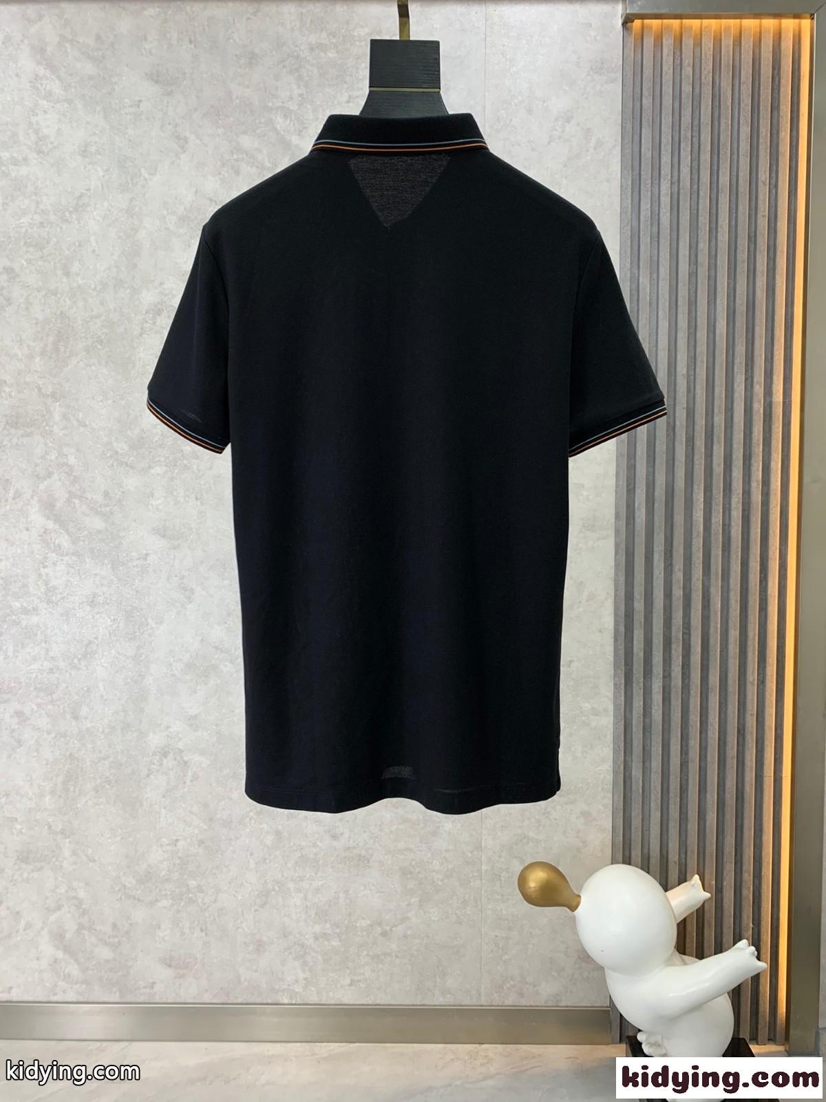 上品 ロゴ 刺繍 コットンピケ イヴ・サンローラン Tシャツ コピー 半袖 ポロシャツ ブラック-1