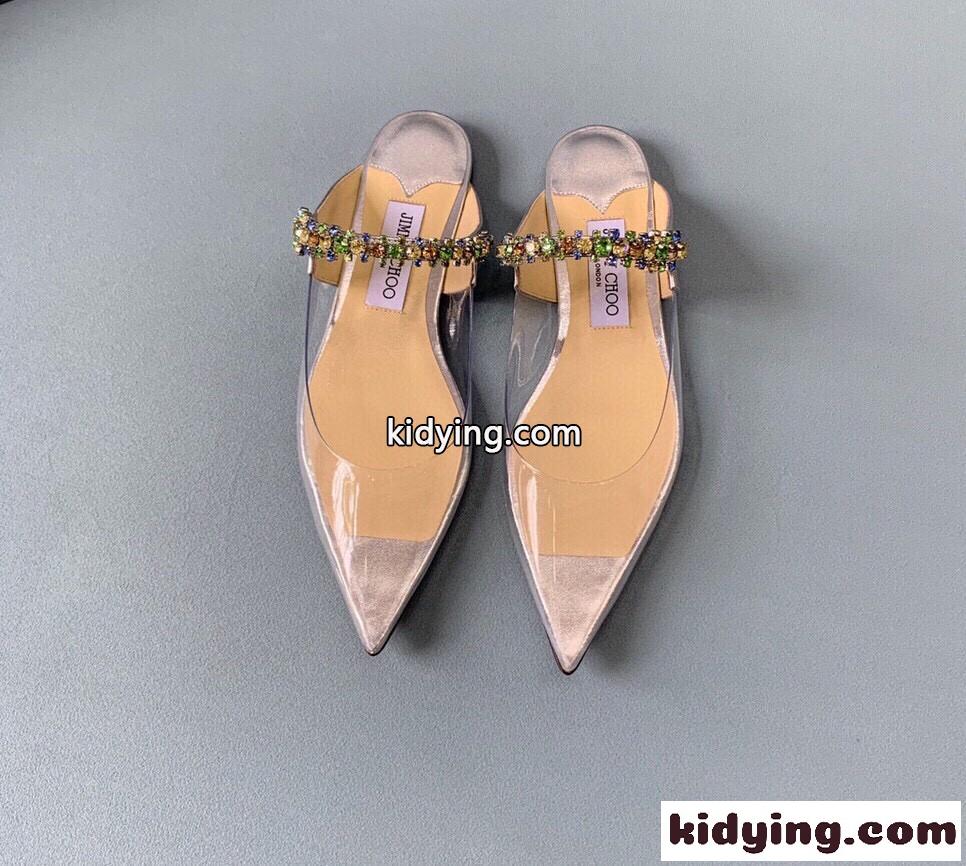 JIMMY CHOO 2021新品 最新の宝石水ドリルシリーズ 透明PVCカラードリル 銀面羊皮と踏み台 ジムシューズ  コピー-4