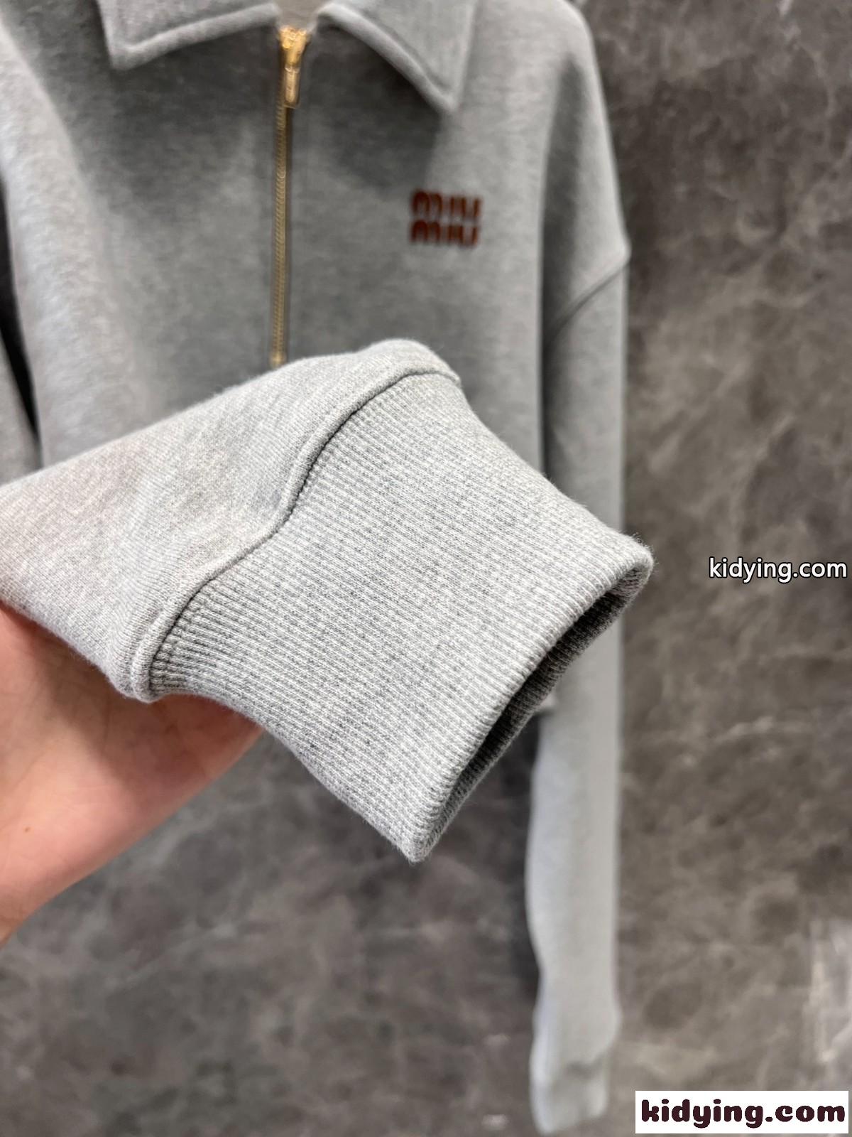 ハーフファスナー付 コットン スウェットシャツ ミュウミュウ Tシャツ コピー-3