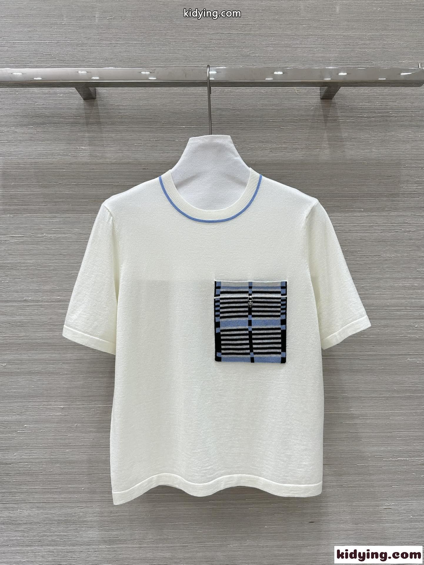 お洒落 ポケット付き ショートスリーブニット エルメス ニット コピー ホワイト-2
