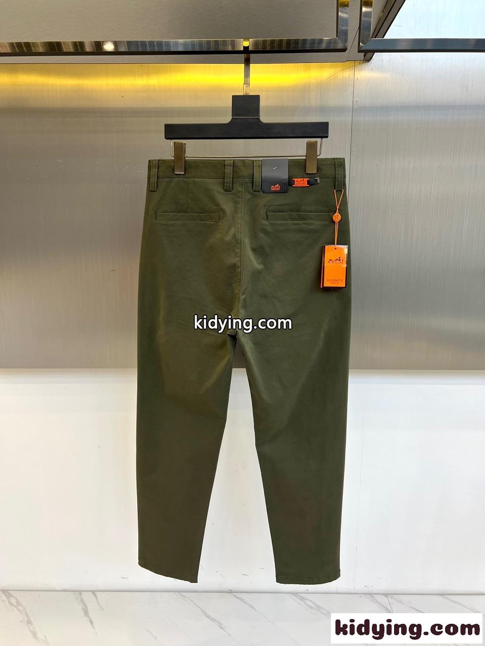 エルメス パンツ 偽物 シンプル 洗練された チノパンツ ズボン グリーン-0