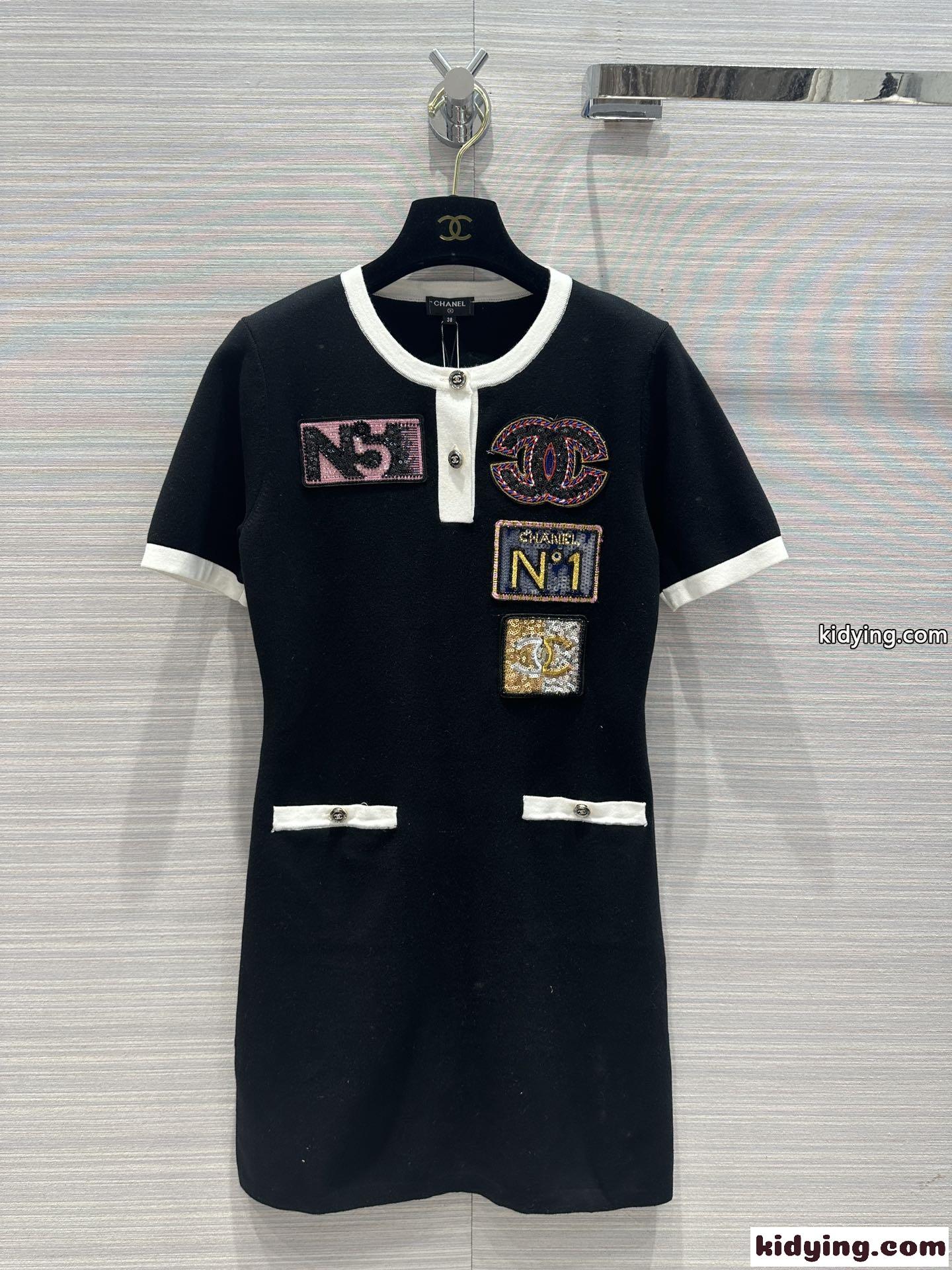 シャネル ワンピース コピー 半袖ドレス 23C 可愛い おしゃれ クルーネック-1