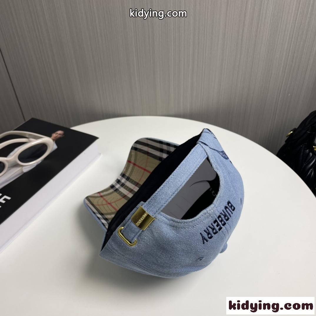 定番 デニム ベースボールキャップ バーバリー キャップ 偽物 ライトブルー-1