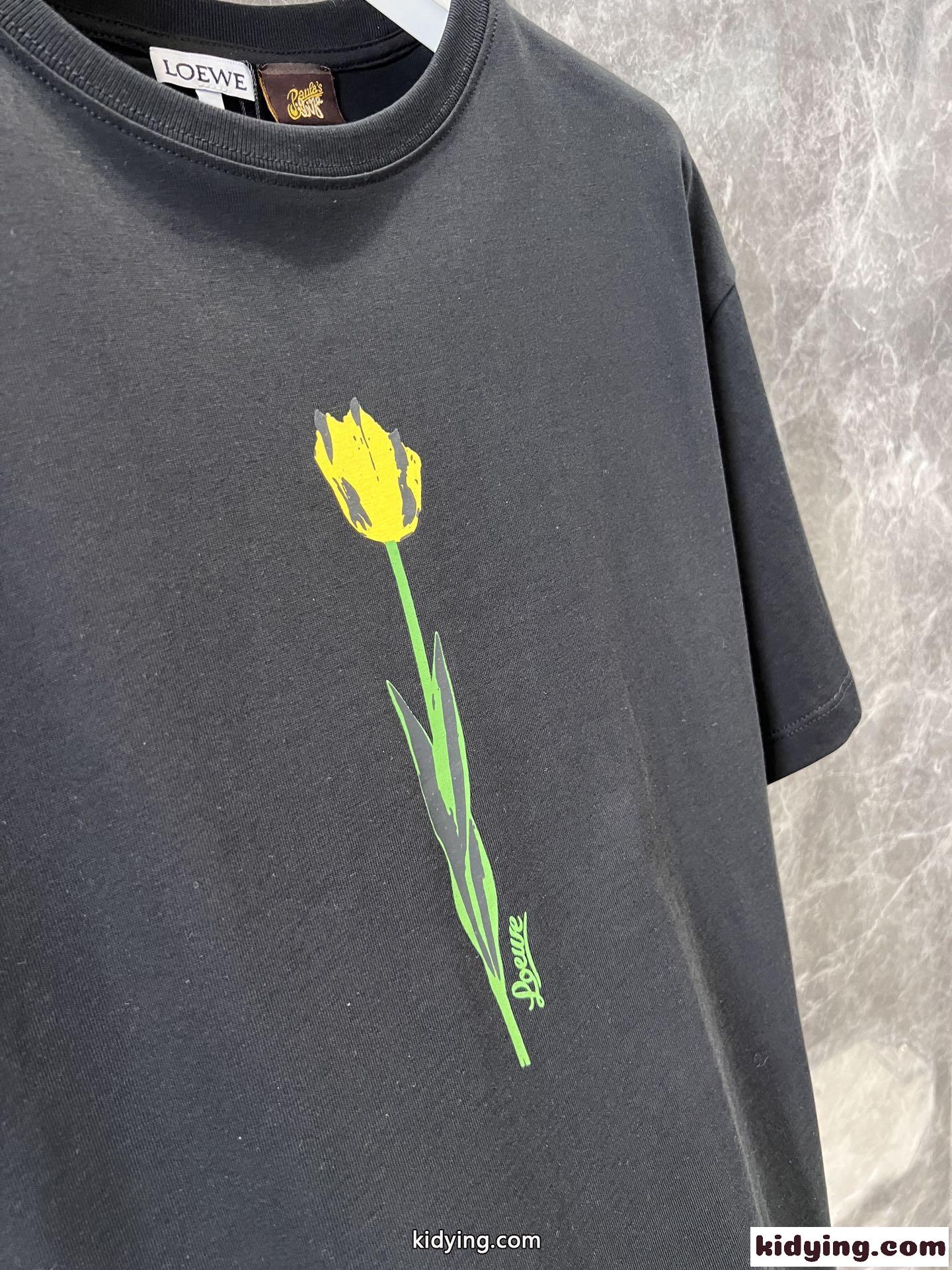 ユニセックス ゆったり 半袖Tシャツ ロエベ Tシャツ コピー コットン ブラック-4