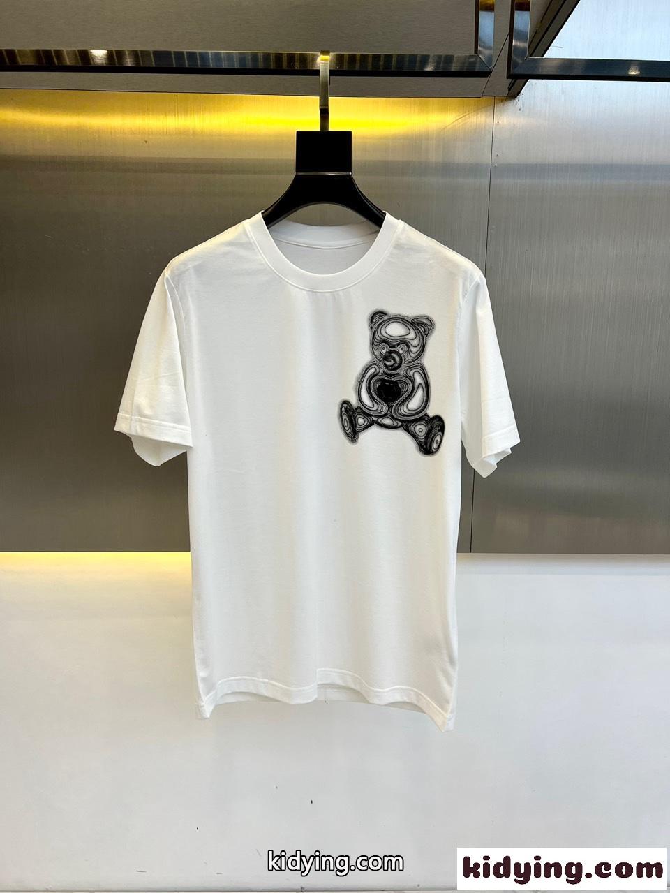 テディベアモチーフ コットン クルーネック フィリッププレイン 半袖Tシャツ コピー ホワイト-4
