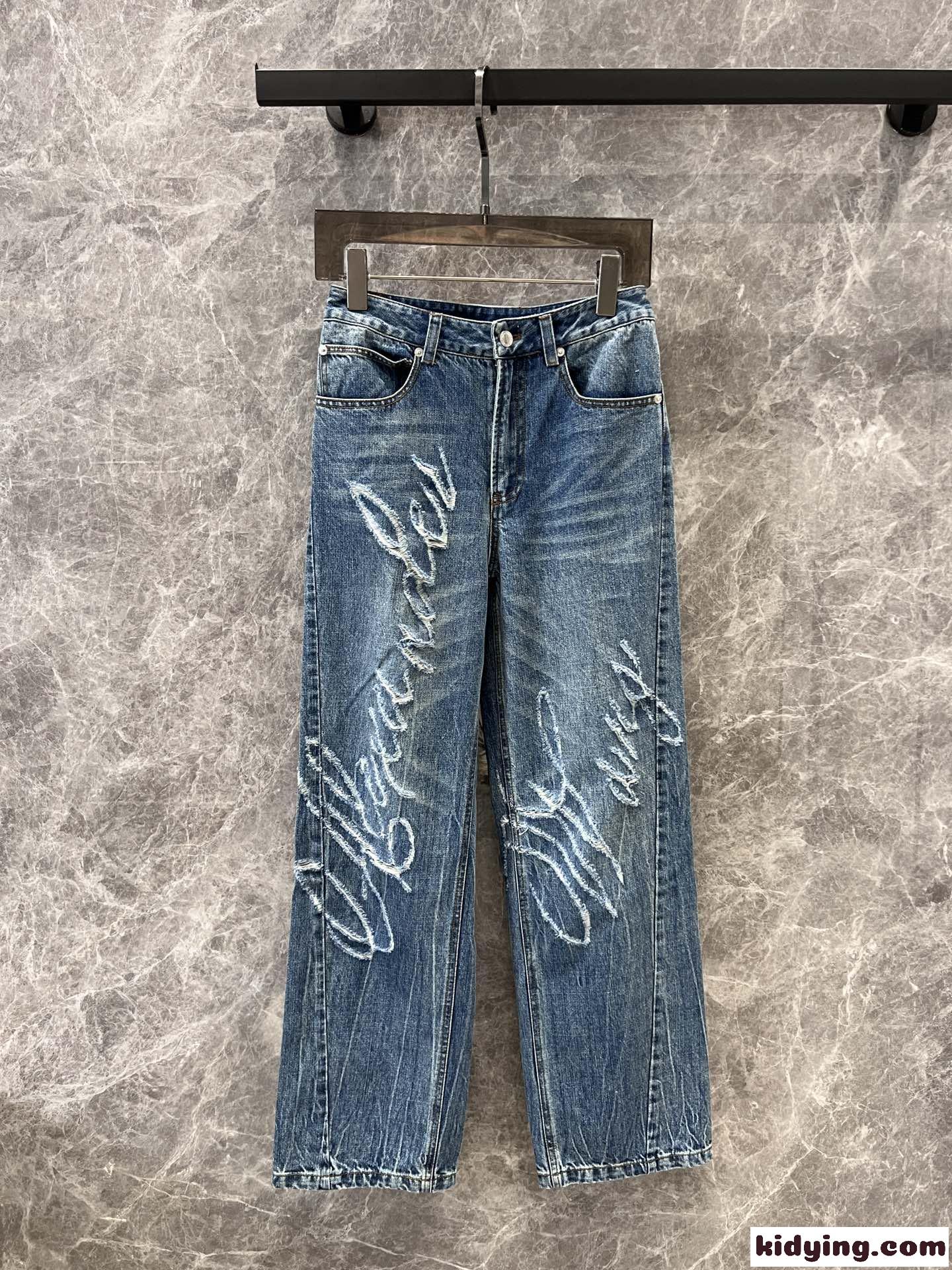 レーザーディストレストロゴ ジーンズ アレキサンダーワング パンツ コピー デニムパンツ-1