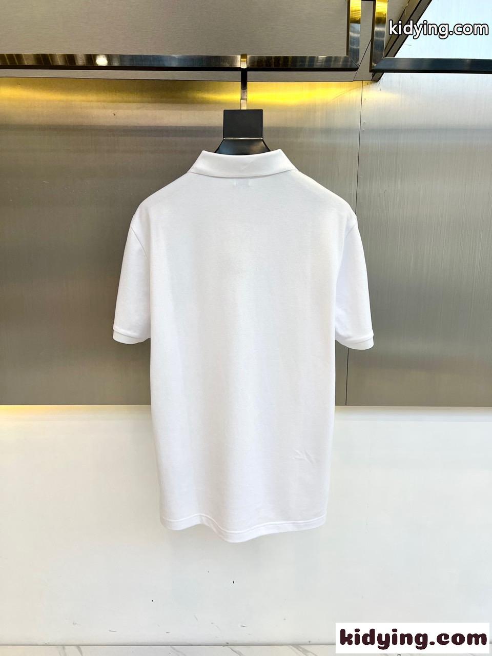 シンプル ロゴ刺繍 コットンピケ ポロシャツ バーバリー Tシャツ コピー 半袖 ホワイト-3