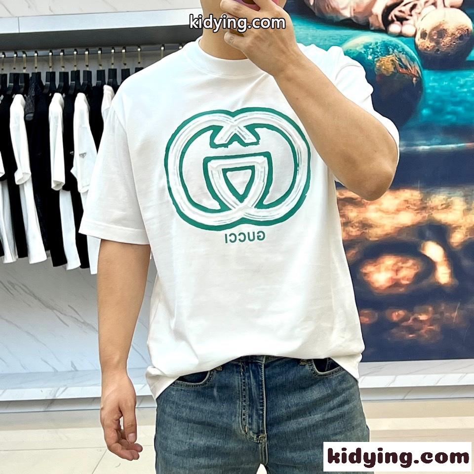 シンプル 快適 コットン 半袖Tシャツ グッチ Tシャツ コピー ホワイト-1