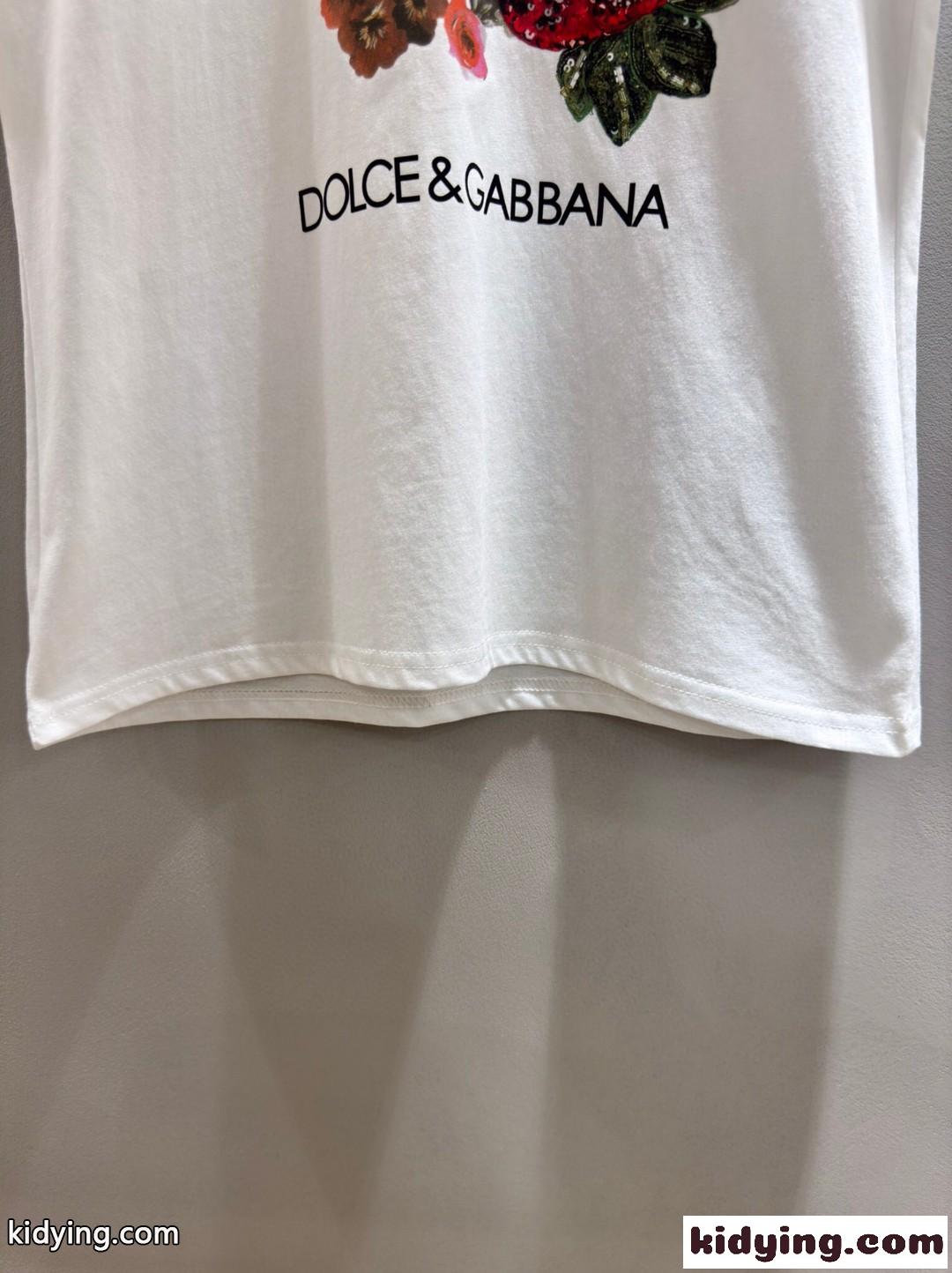 カジュアル おしゃれ プリント 半袖Tシャツ ドルチェ&ガッバーナ Tシャツ コピー ホワイト-3