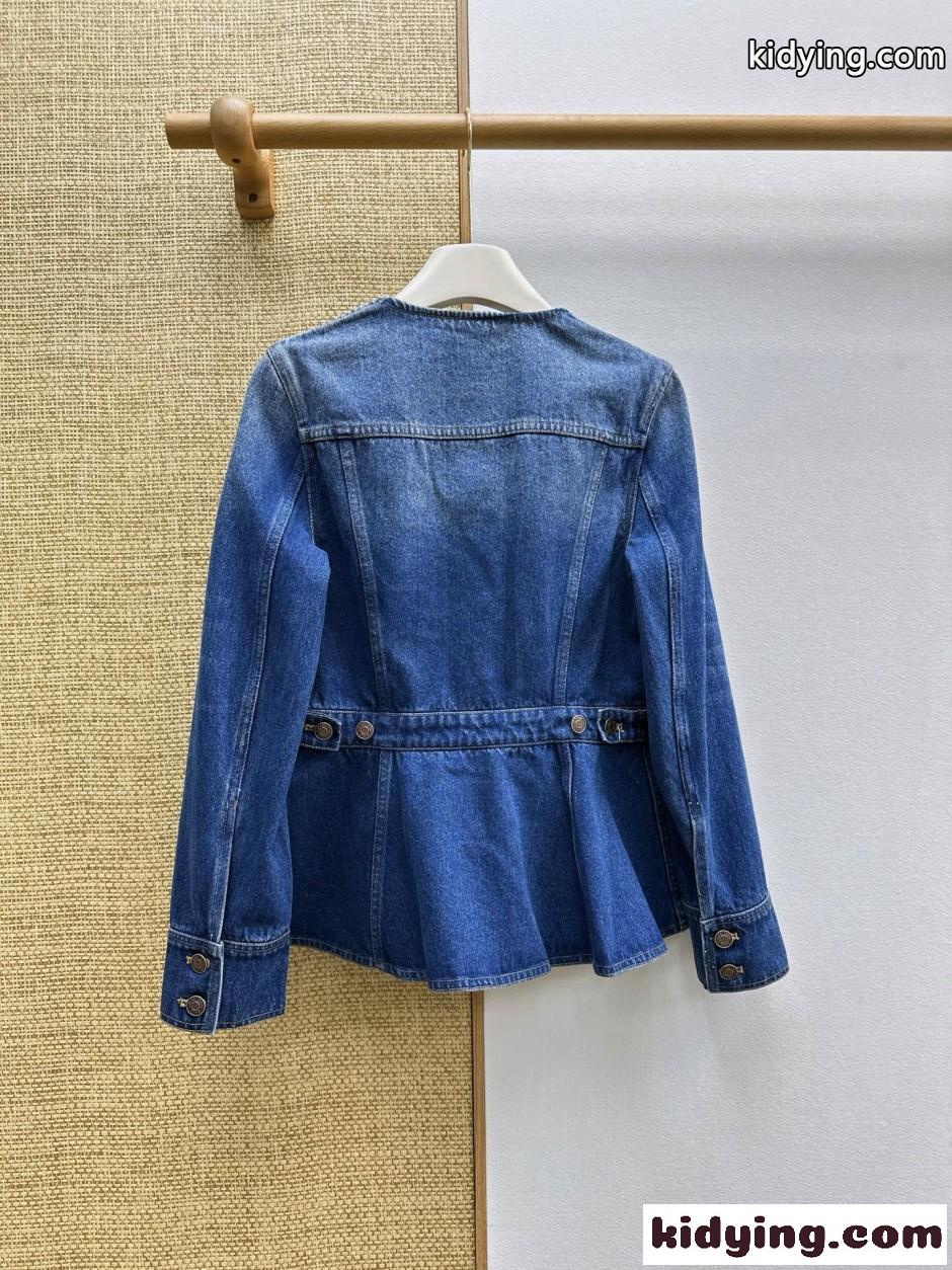 クロエ ジャケット コピー デニム製ペプラムライディングジャケット-5