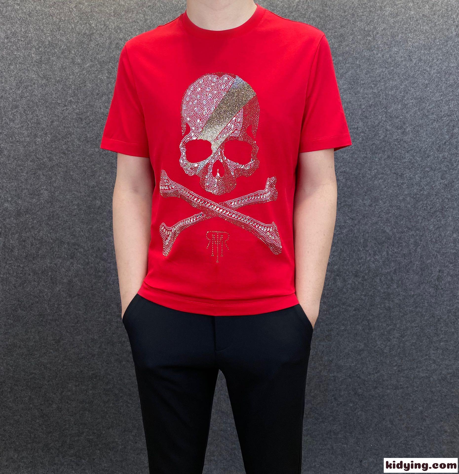 3色 快適 柔らかい 通気性 カジュアル クールネック フィリッププレイン コピー メンズ トップス 半袖Tシャツ-2