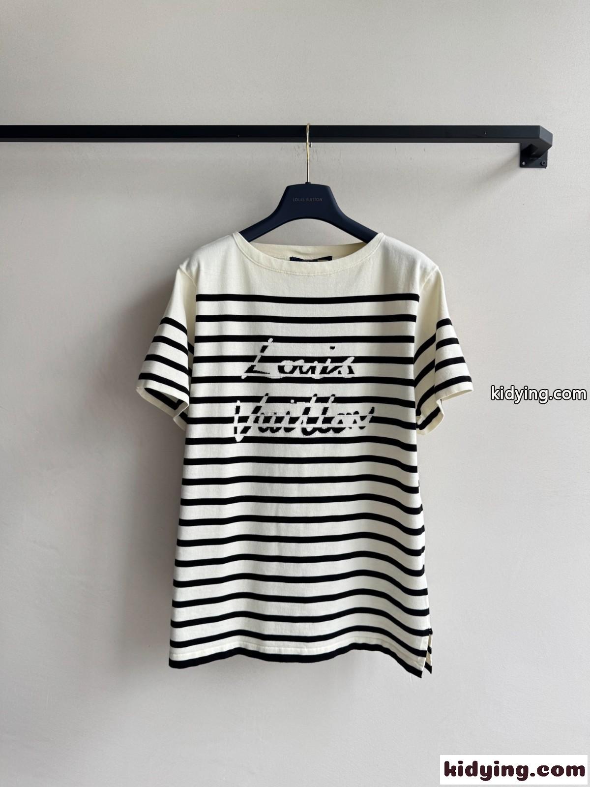 シグネチャー ストライプ ニットトップ ルイ・ヴィトン Tシャツ コピー ホワイト-1