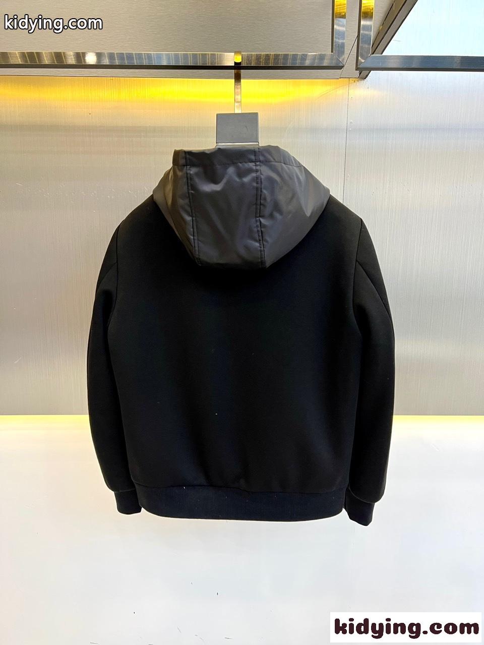 カジュアル 上品 切り替え プラダ ジャケット 偽物 メンズ 秋冬 中綿入り-4