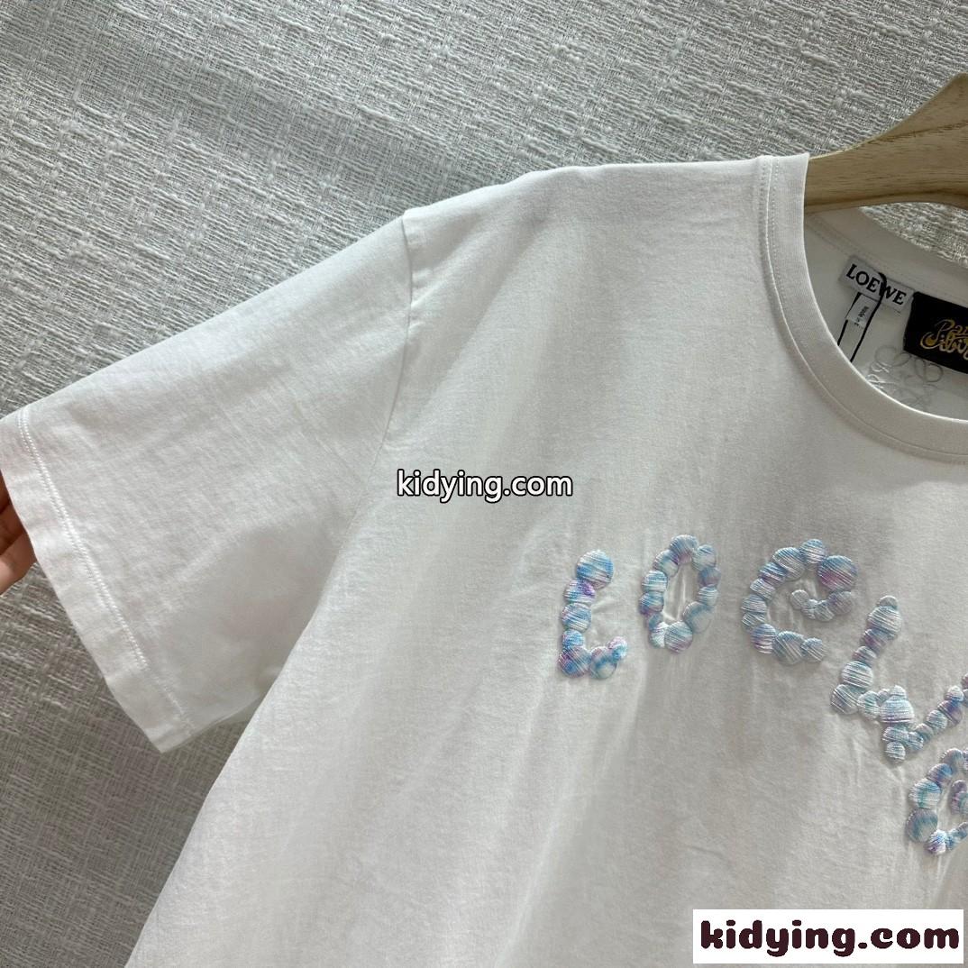 ユニセックス シンプル バブル Tシャツ ロエベ Tシャツ コピー コットン-1