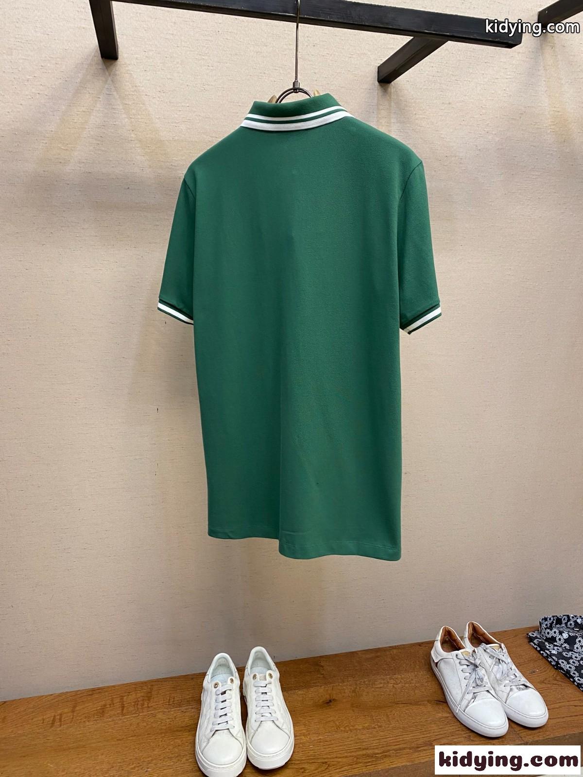 カジュアル コットン 半袖 ポロシャツ グッチ Tシャツ コピー メンズ トップス グリーン-0