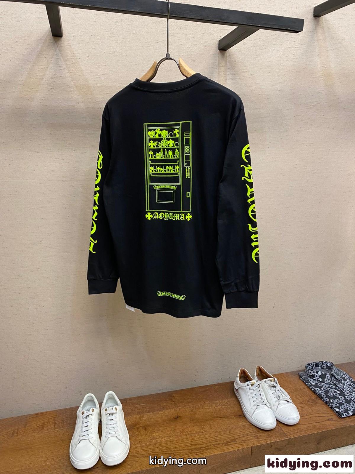 おしゃれ プリント クルーネック 長袖Tシャツ クロムハーツ Tシャツ コピー 男女兼用-2