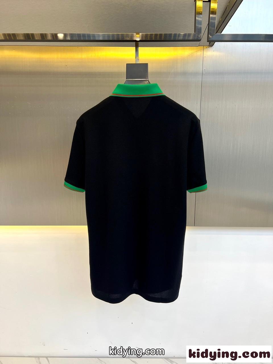 洗練された カジュアル コットンピケ ポロシャツ グッチ Tシャツ コピー ブラック-3