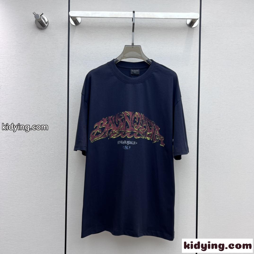 ユニセックス オーバーサイズ バレンシアガ Tシャツ コピー プリント カジュアル 人気-1