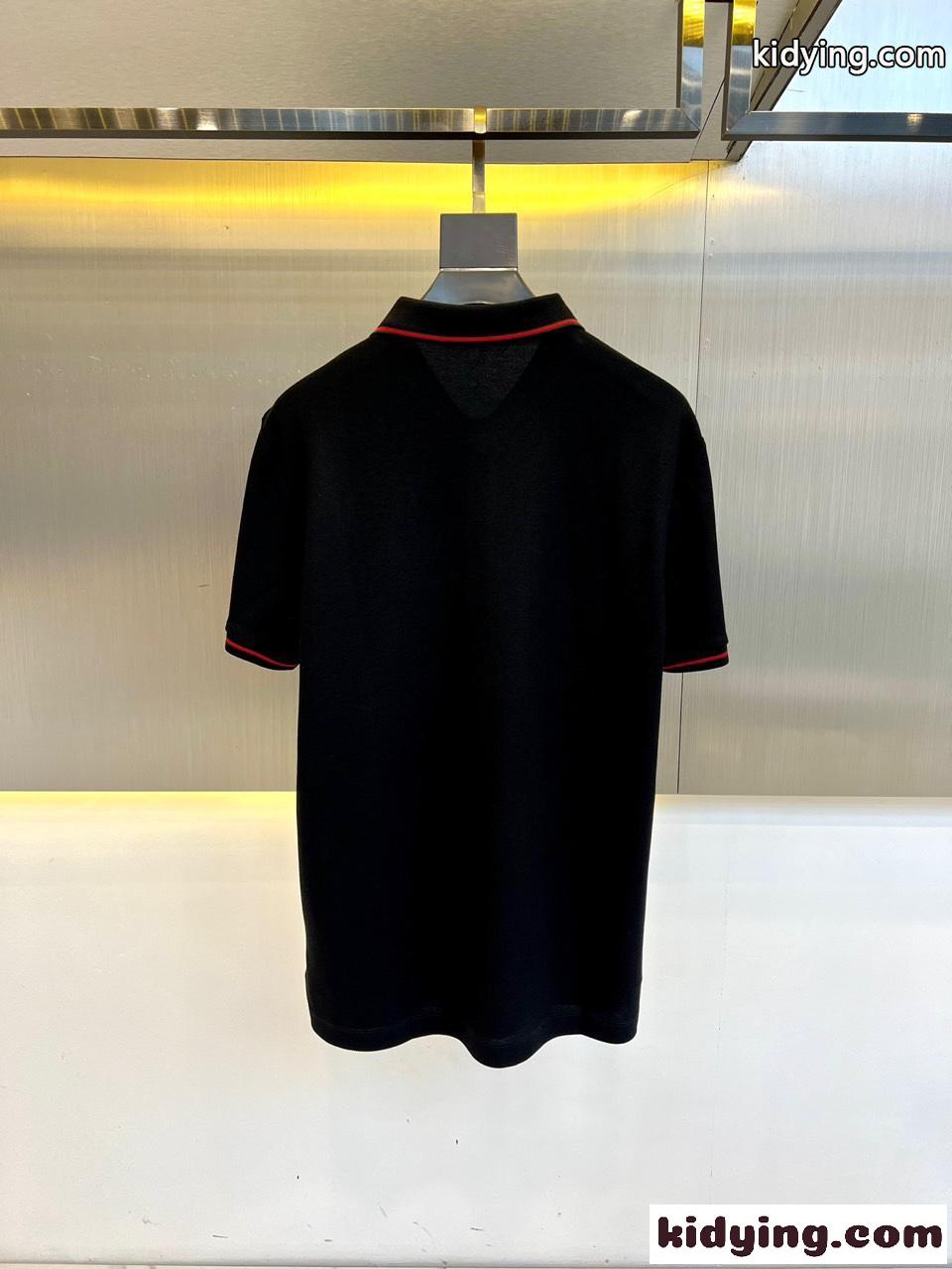 洗練された コットンピケ ポロシャツ グッチ Tシャツ 偽物 半袖トップス ブラック-4