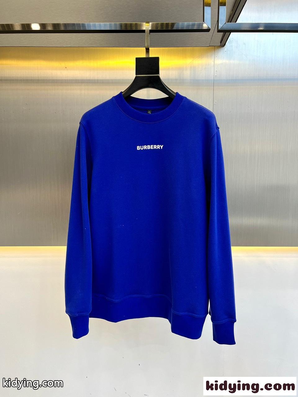 バーバリー Tシャツ コピー 定番 プリント クルーネック コットン スウェットシャツ ブルー-0