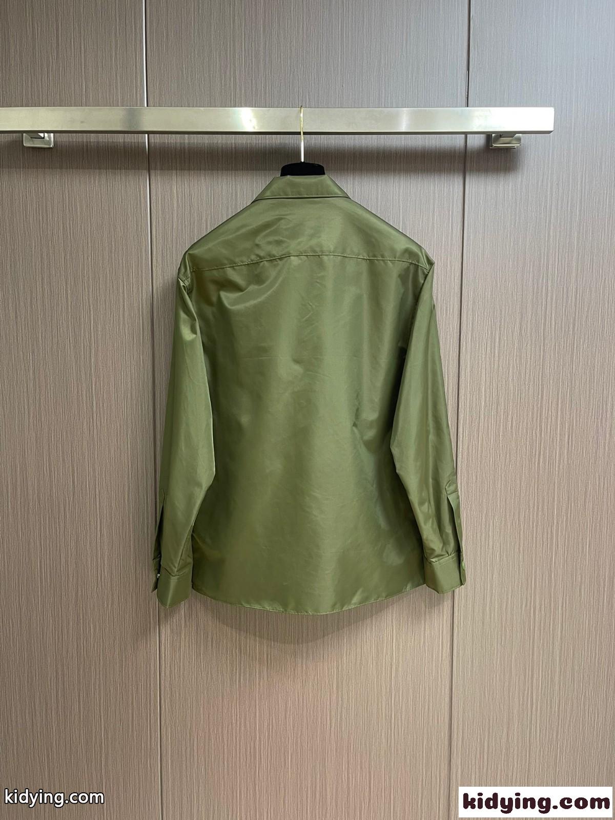 24SS カジュアル 長袖 Re-Nylon シャツ プラダ シャツ コピー グリーン-0