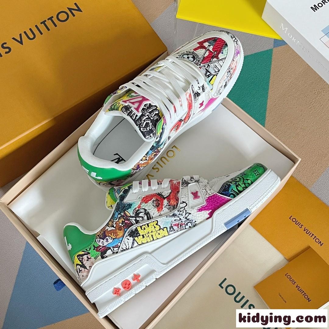 遊び心あるコミック柄 LV トレイナー・ライン スニーカー ルイヴィトン スニーカー コピー-4