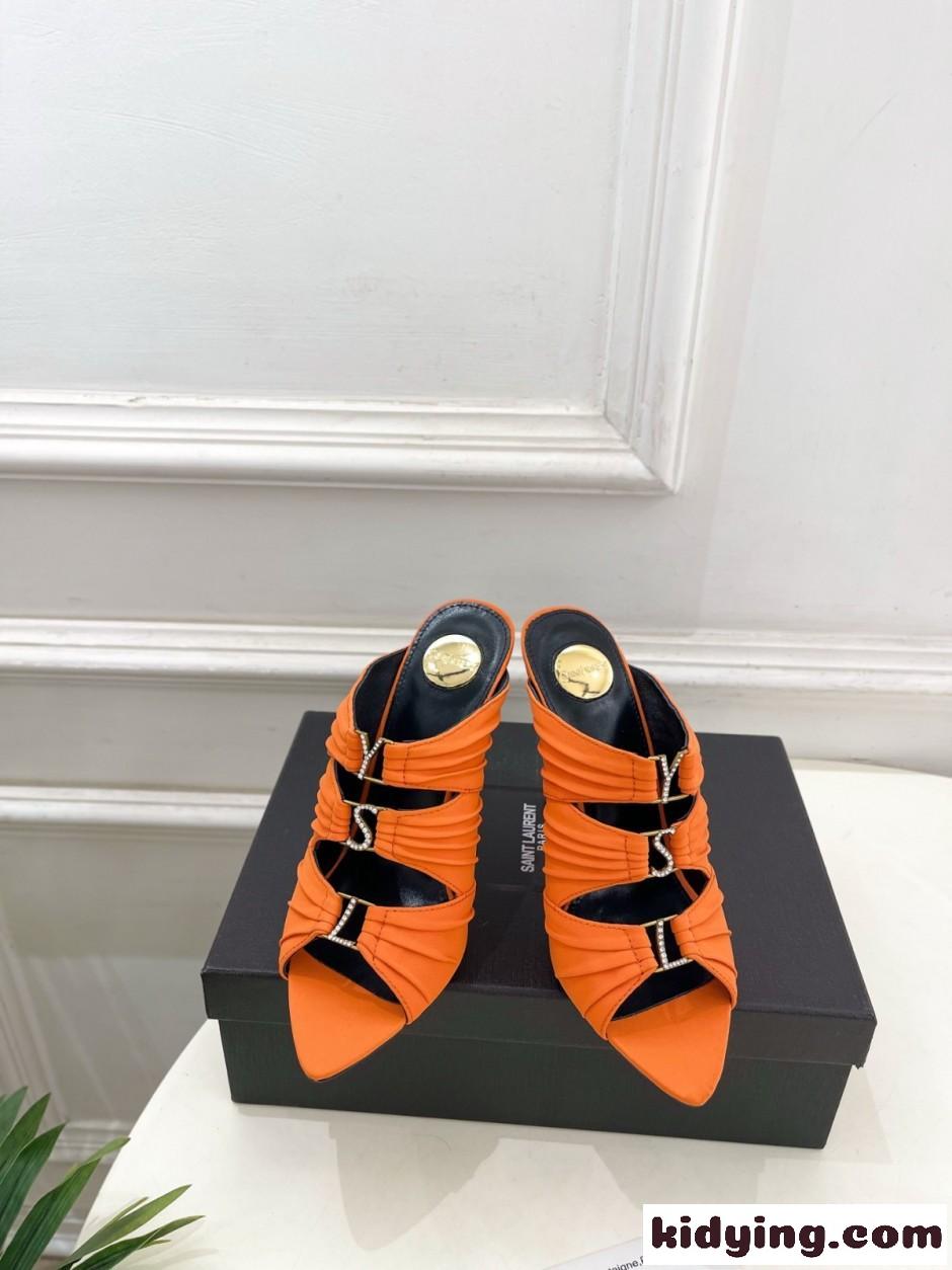 注目される YSL エミリー ミュール イヴ・サンローラン サンダル コピー オレンジ-0