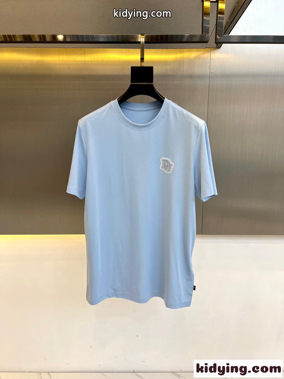 シンプル クリスチャン・ディオール Tシャツ コピー クルーネック 半袖Tシャツ ライトブルー-0