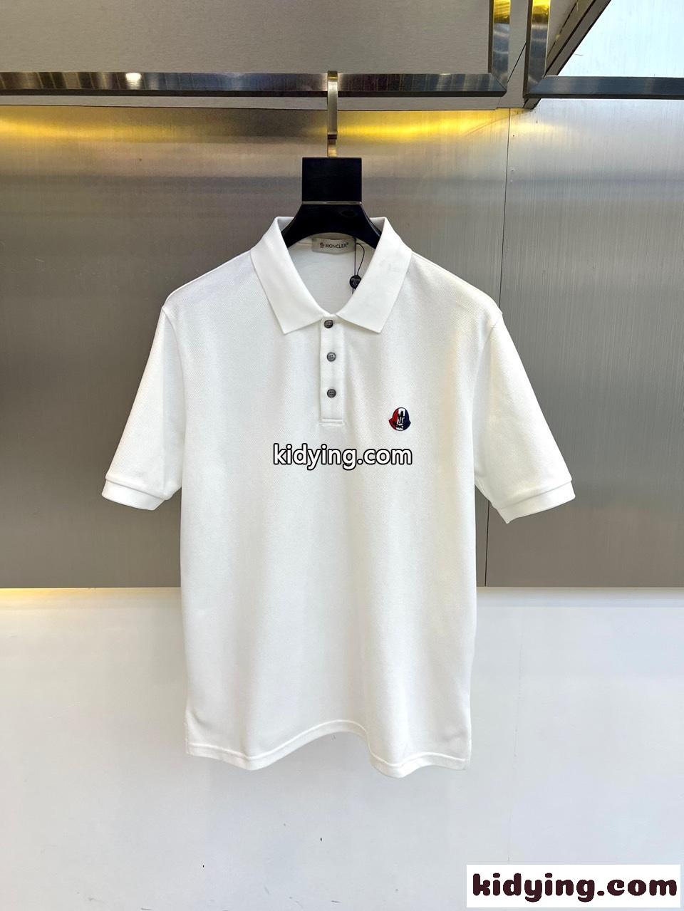 洗練された シンプル ロゴ 半袖 ポロシャツ モンクレール Tシャツ 偽物 ホワイト-0