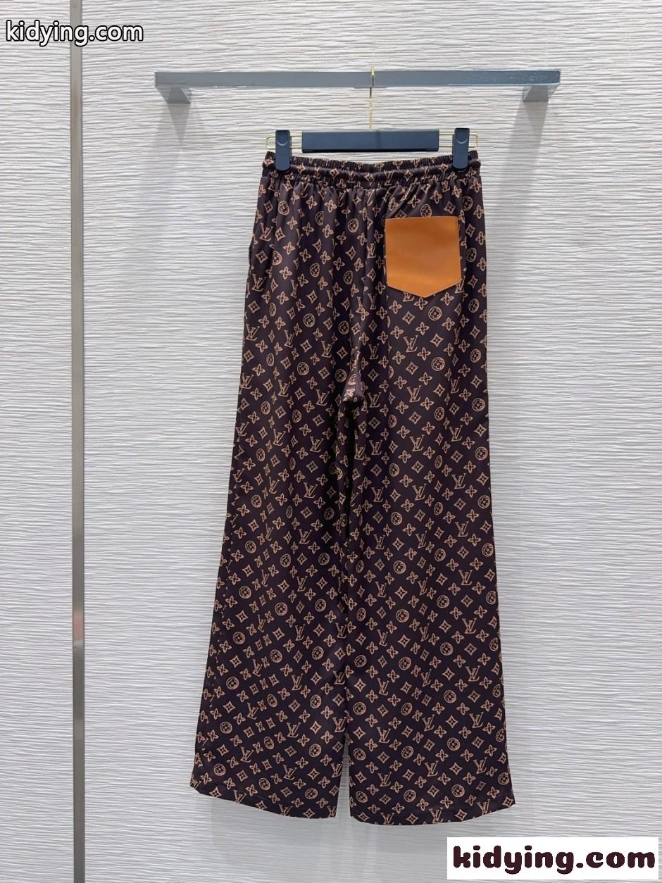 モノグラム ドローストリング ワイドパンツ ルイ・ヴィトン パンツ コピー ブラウン-3