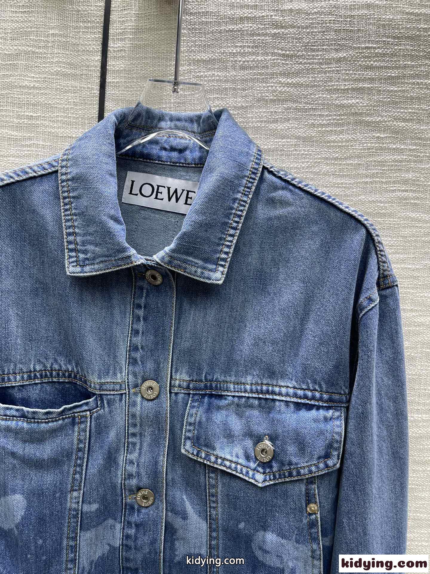 フィッシュ クロップド デニムジャケット ロエベ ジャケット コピー レディース-2
