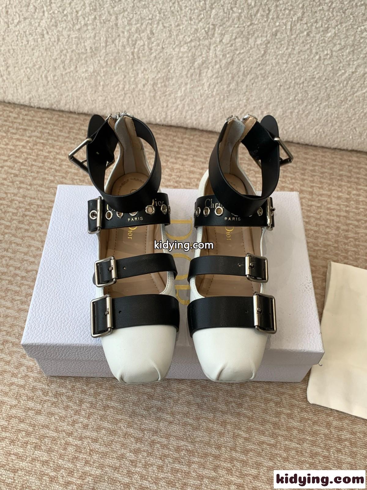 エレガント お洒落 Dior Punk バレリーナ スーパーコピー レザー ホワイト-2
