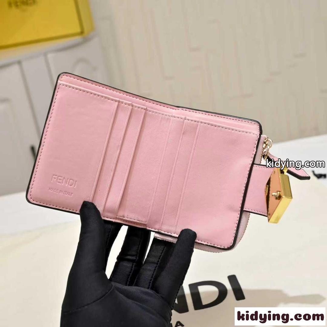 人気 小銭入れ付き 2つ折り財布 フェンディ 財布 スーパーコピー ピンク-2