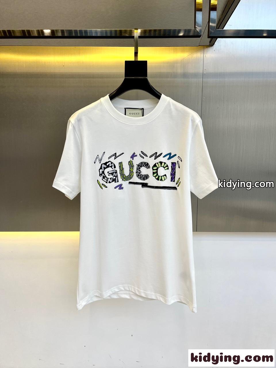 お洒落 ロゴプリント 半袖Tシャツ グッチ Tシャツ コピー ホワイト-0