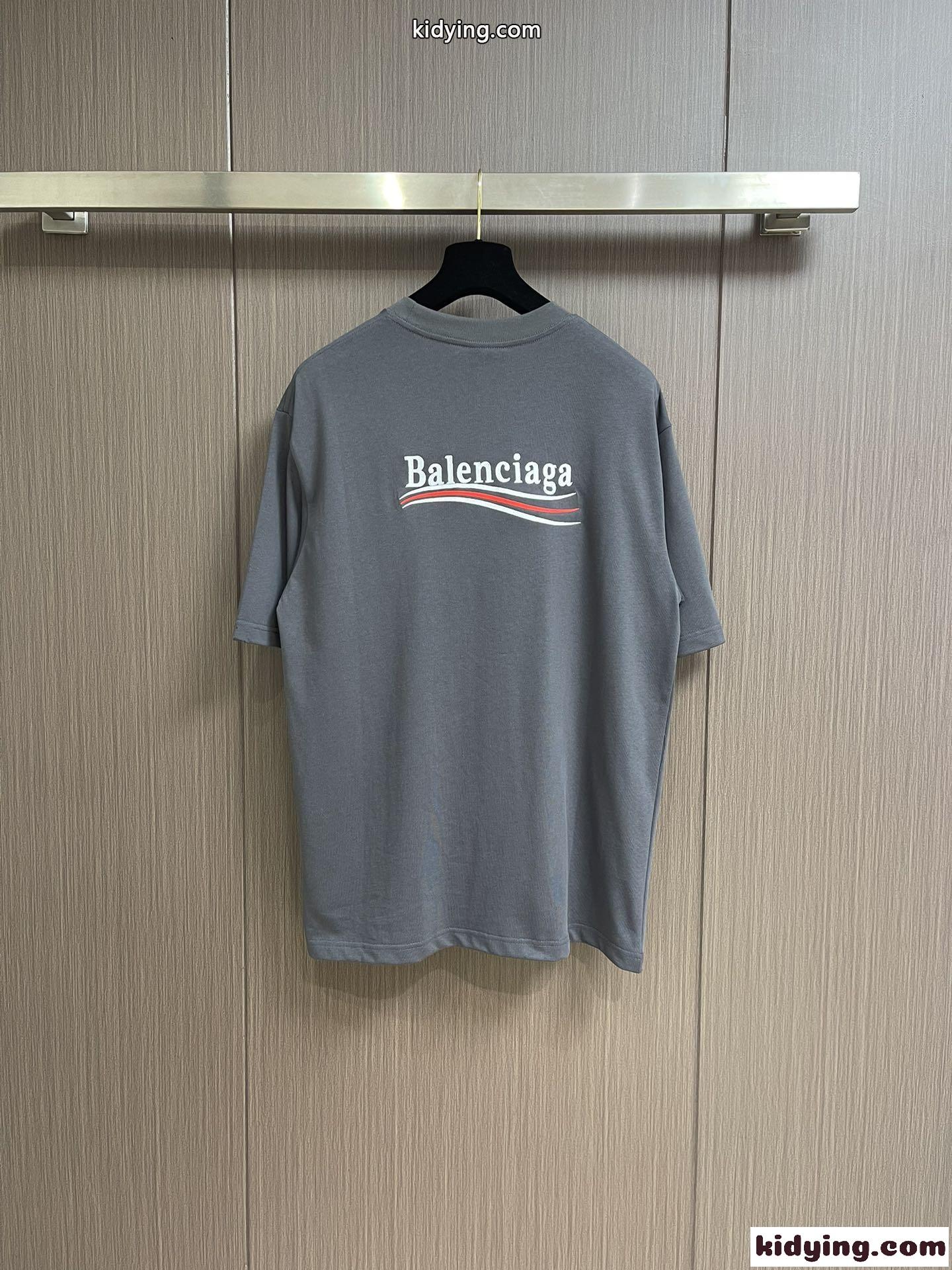 人気 POLITICAL CAMPAIGN 半袖Tシャツ バレンシアガ Tシャツ コピー グレー-1