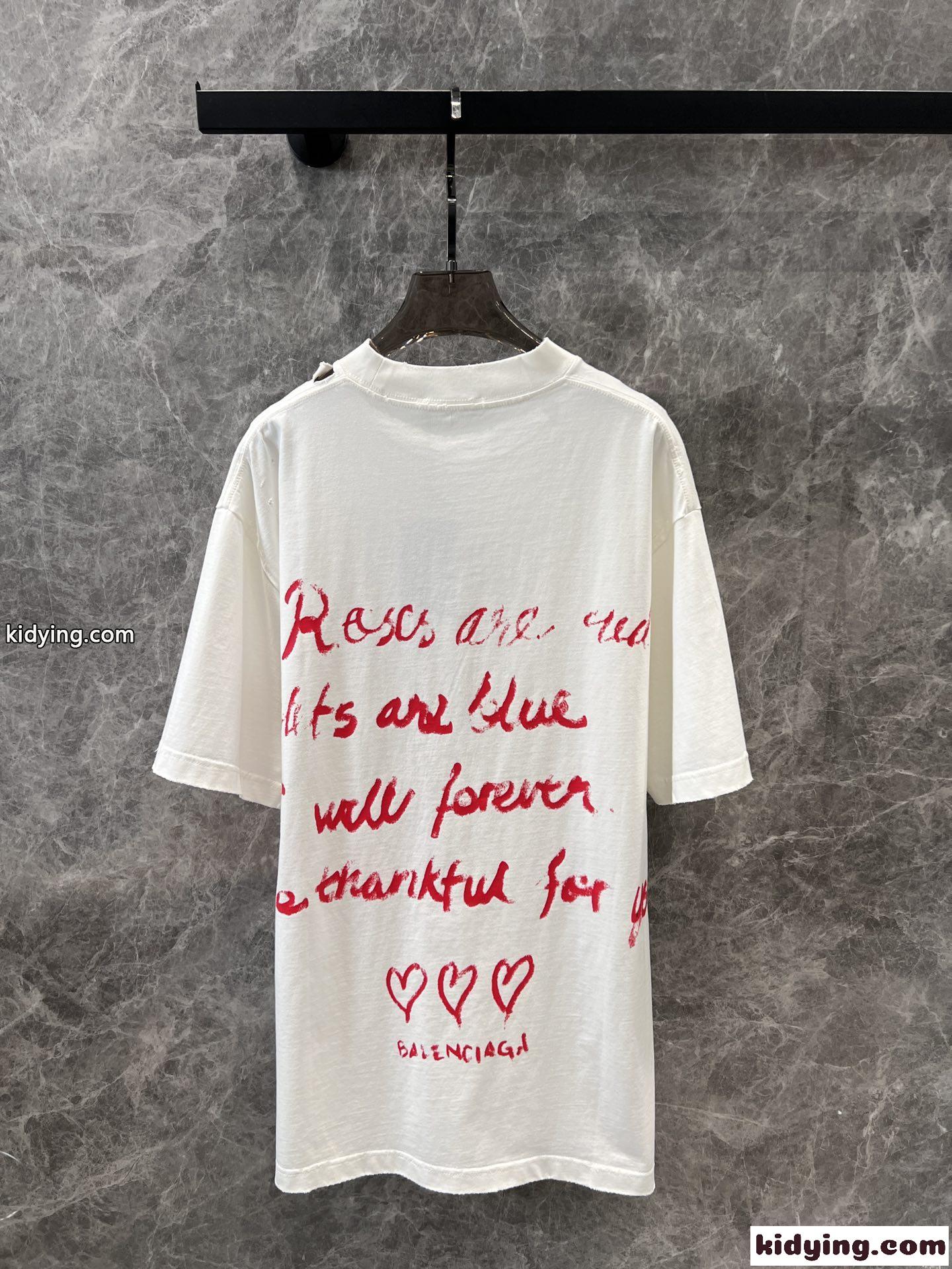プリント入り オーバーサイズ 半袖Tシャツ バレンシアガ Tシャツ コピー ホワイト-2