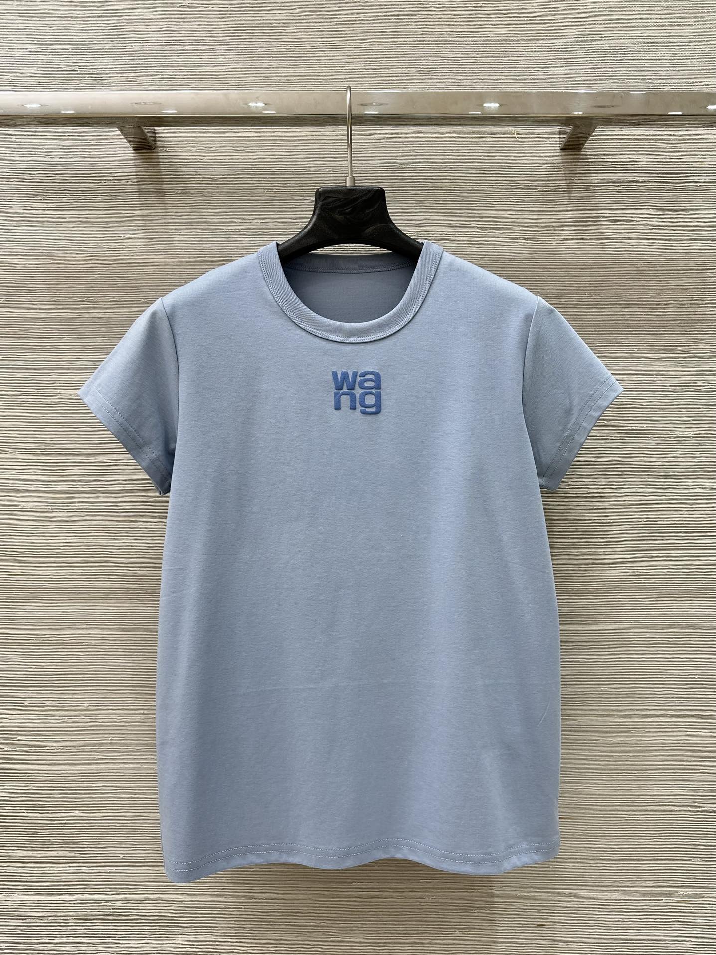 シンプル カジュアル クルーネック 半袖Tシャツ アレキサンダーワング Tシャツ コピー ブルー-2
