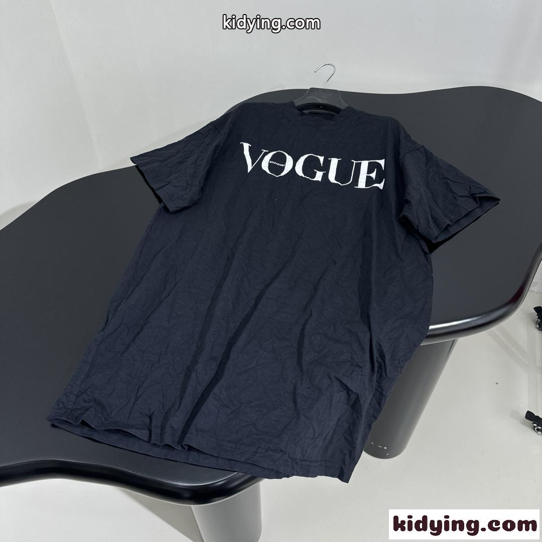 VOGUE 半袖Tシャツ オーバーサイズ バレンシアガ Tシャツ コピー ブラック-2