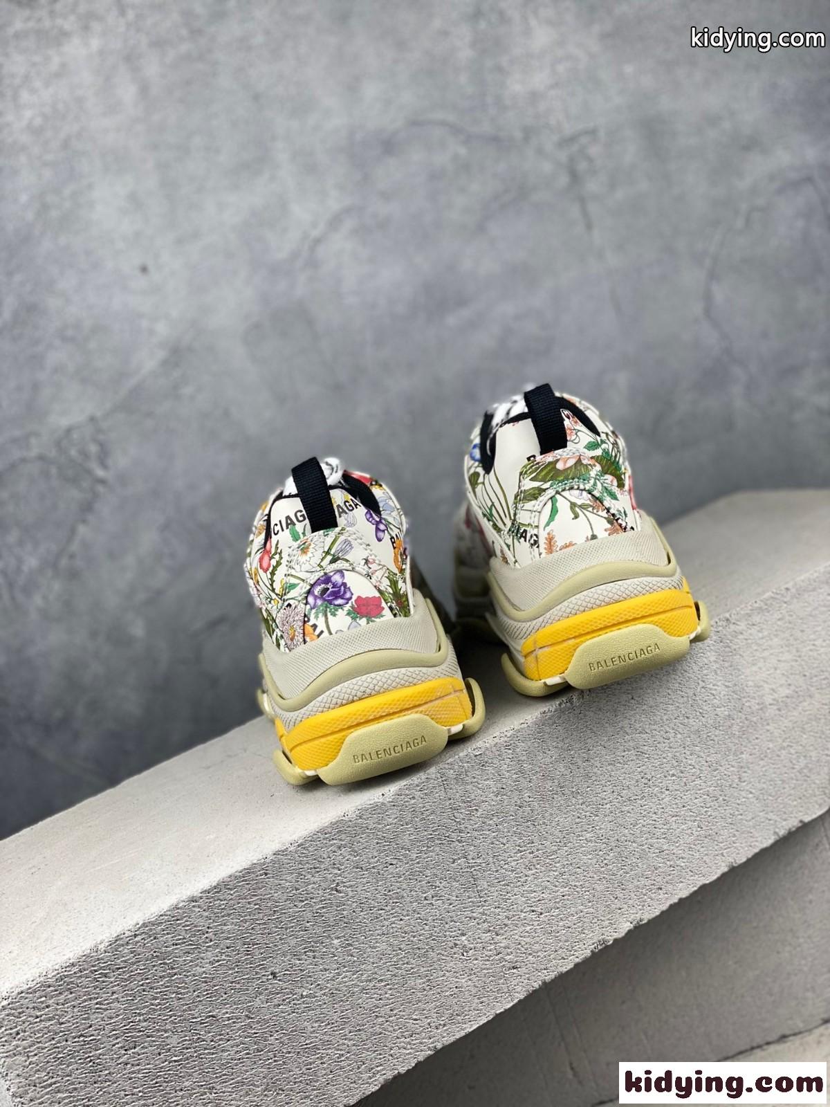 Balenciaga x GUCCI 個性的 花柄 人気 レースアップスポーツジューズ レディース メンズ おしゃれ バレンシアガ スニーカー コピー 厚底-1