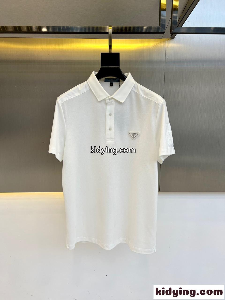 洗練された カジュアル プラダ Tシャツ 偽物 半袖 ポロシャツ ホワイト-0