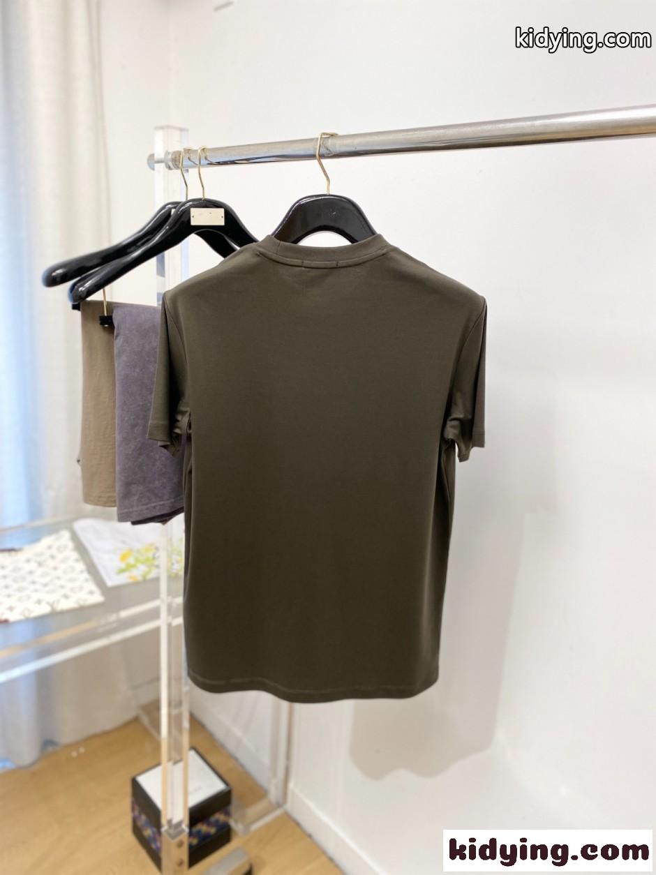 カジュアル ホース レザーパッチ クルーネック エルメス Tシャツ 偽物 グリーン-4