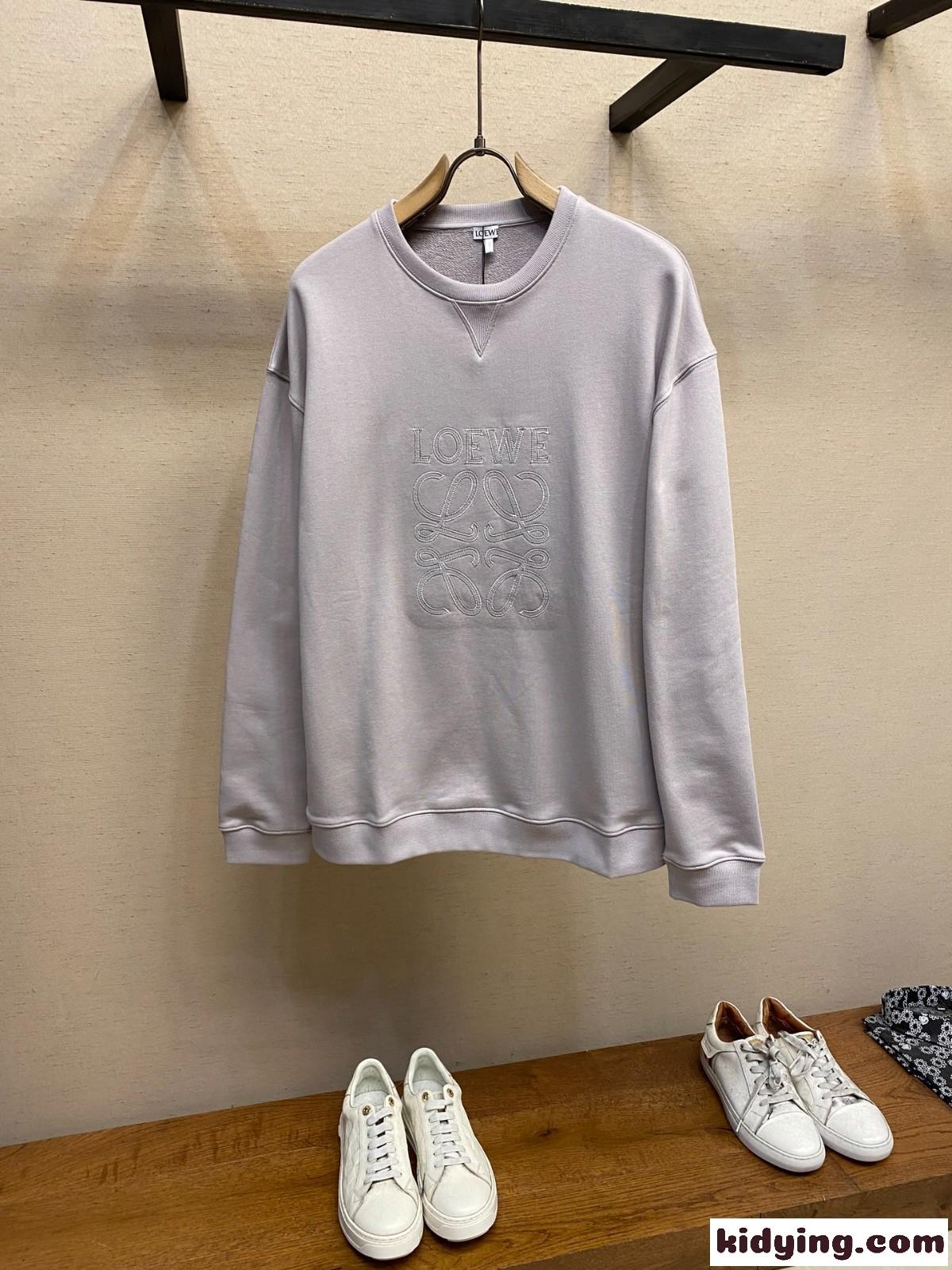 定番 ロゴ入り スウェットシャツ ロエベ Tシャツ コピー クルーネック グレー-1