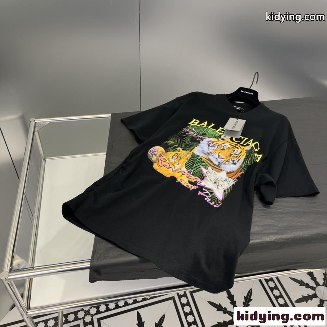 バレンシアガ Tシャツ コピー 大人気 新作 プリント ゆったり クールネック カジュアル 半袖 柔らかい ファッション-1