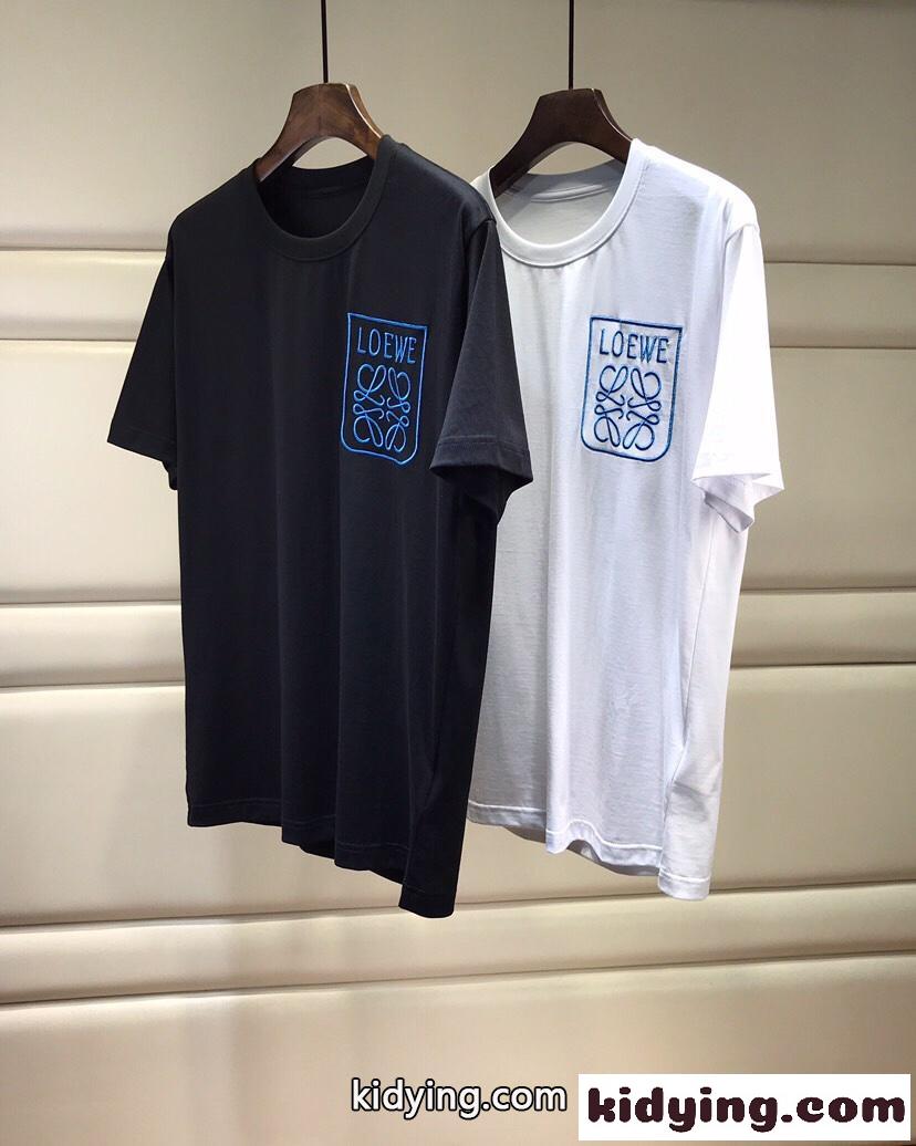 ベーシック 2色 アナグラム フェイクポケット 刺繍入り ロエベ Tシャツ コピー クルーネック-4