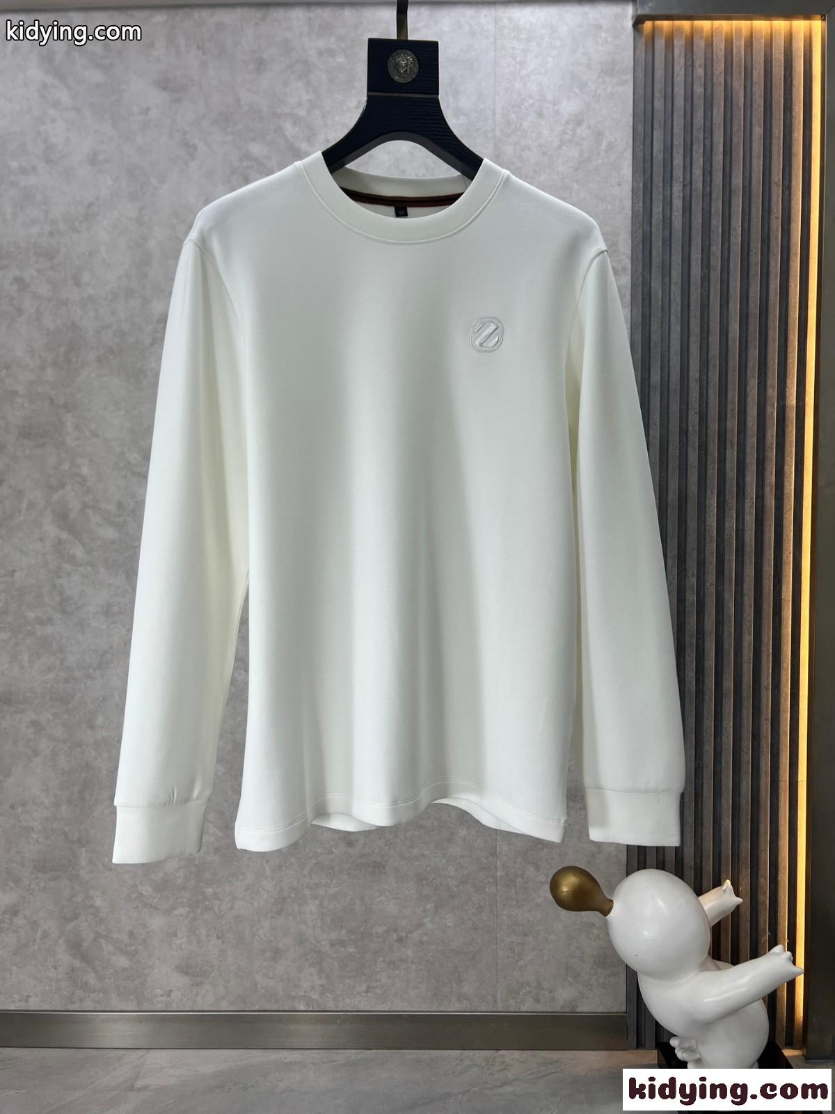 ベーシック ロゴ クルーネック エルメネジルド・ゼニア Tシャツ コピー スウェットシャツ ホワイト-2