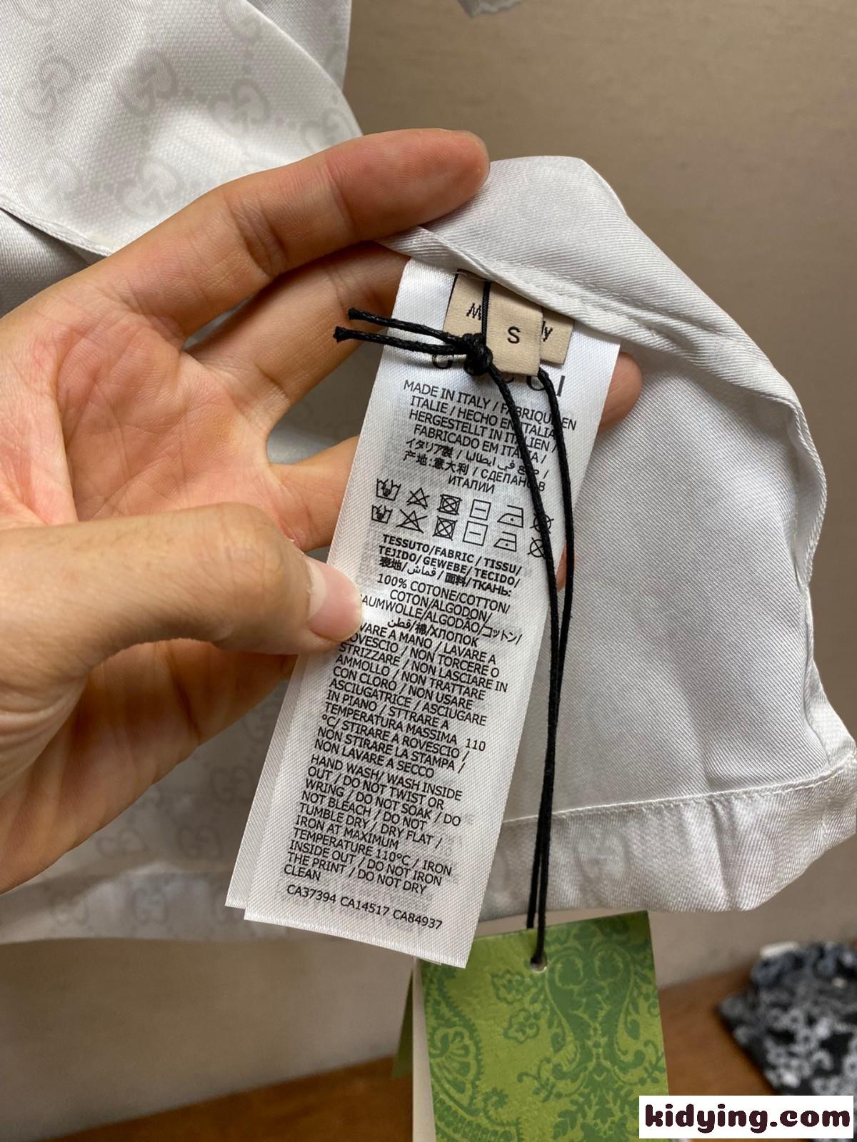ウェブ ストライプ GG コットンシャツ グッチ シャツ コピー 半袖 ホワイト-4