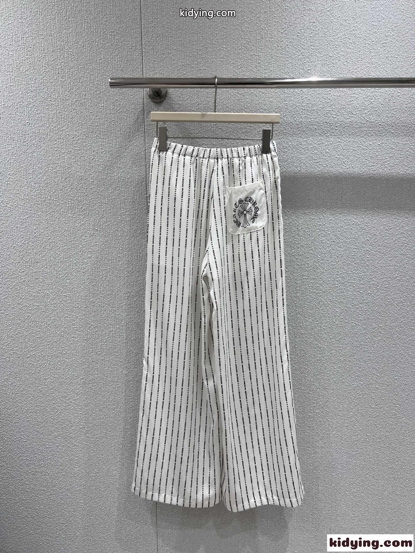 カジュアル ロゴプリント ワイドパンツ クロムハーツ パンツ 偽物 ホワイト-1