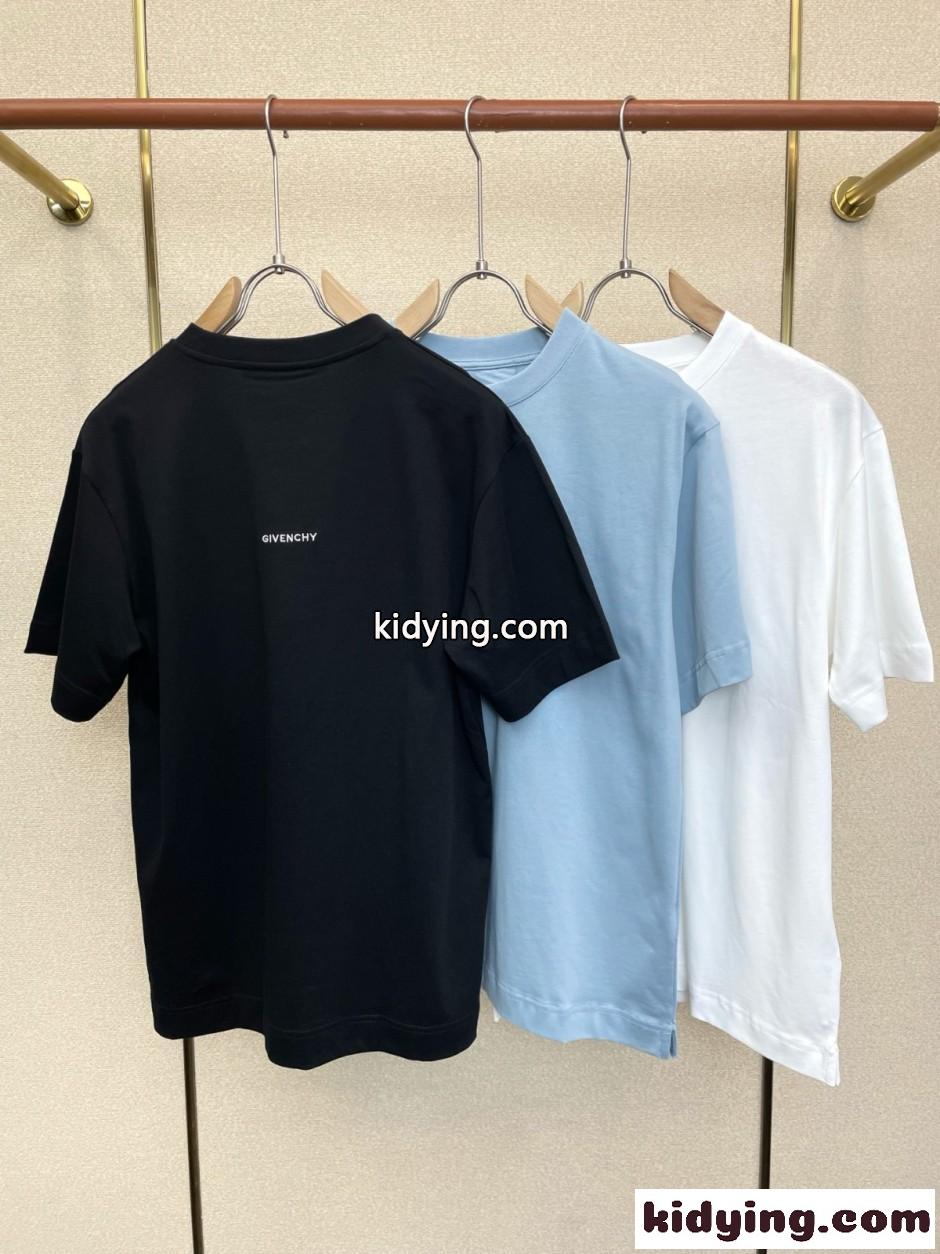 シンプル 洗練された ロゴ刺繍 ジバンシィ Tシャツ 偽物 クルーネック-0