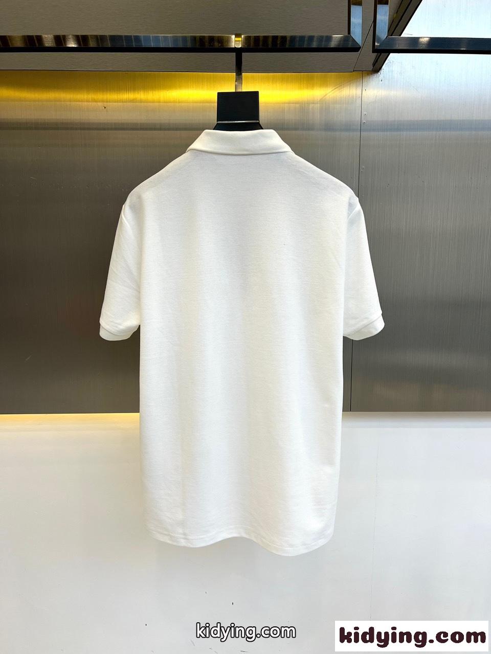 カジュアル ロゴ入り コットンピケ ポロシャツ プラダ 半袖Tシャツ コピー ホワイト-4