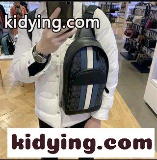 COACHコーチの男性バッグ 新しいおしゃれで青白の縞模様のショルダーバッグ コーチバッグ 売るコピー-4